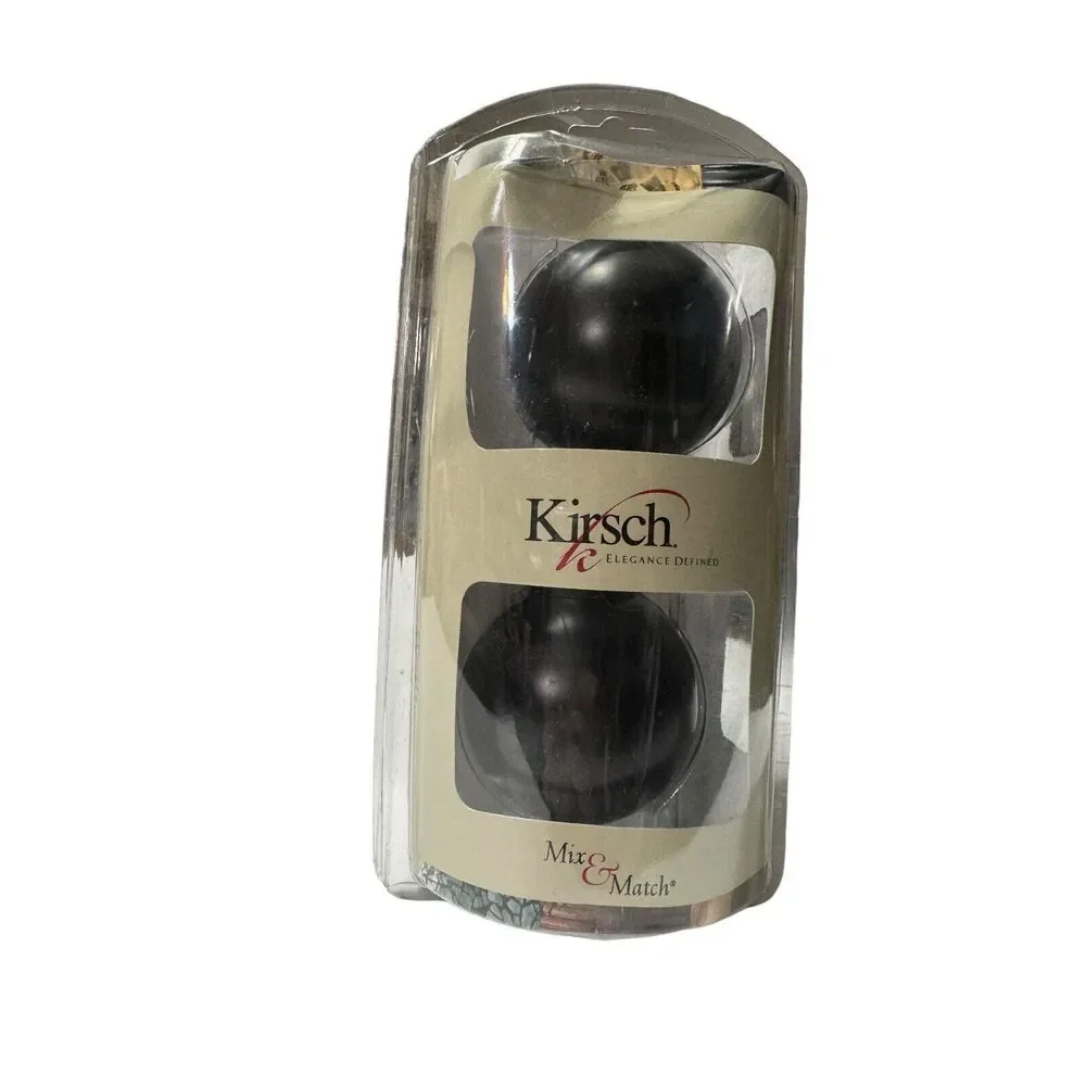 Kirsch Finials Curtain Rod End Pieces Round  Black‎  Fits 1 3/8